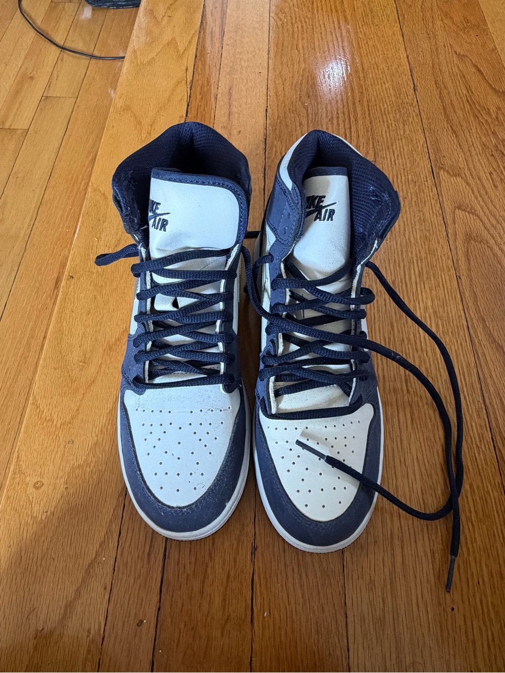 Jordan High-Top Sneakers in White and Navy